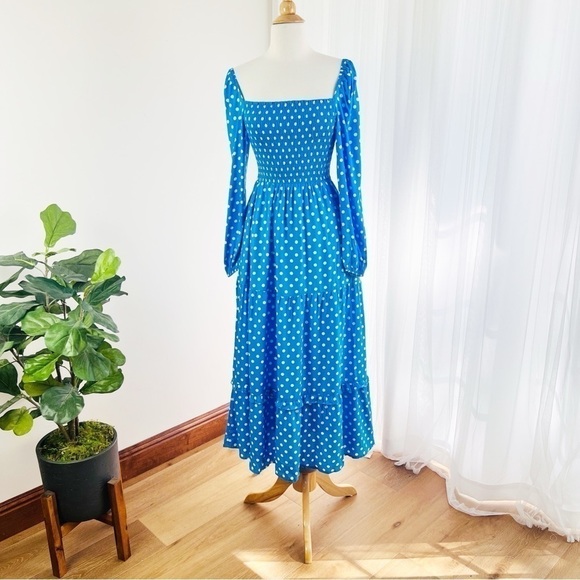 💋Anthropologie Dolan polka dots light blue maxi dress size S - Picture 3 of 16